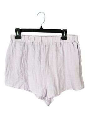 Simons 100% Linen Light Purple Shorts Relaxed Beachy Elastic Waistband  L